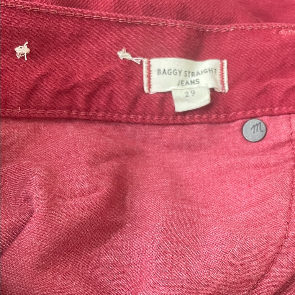 Madewell Women's Baggy Straight Leg Jeans- Crimson Red - Picture 4 of 6